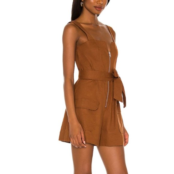 L'Academie Shauntie Romper in Brown, Size Small - Picture 2 of 7